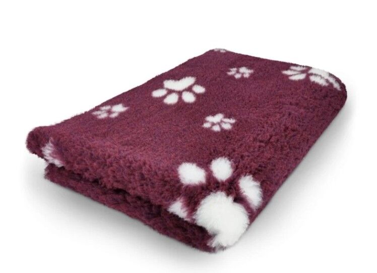 Vetbed s protiskluzem 50x75cm - bordó s bílými tlapkami